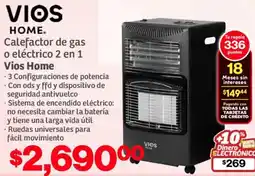 Soriana Mercado Vios home calefactor de gas o eléctrico 2 en 1 oferta