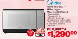 Soriana Mercado Midea horno micro 0.7 p³ negro oferta