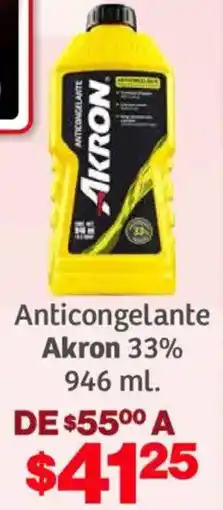 Soriana Mercado Akron anticongelante 33% oferta