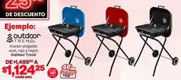 Soriana Mercado Outdoor trend asador plegable azul, rojo y negro oferta