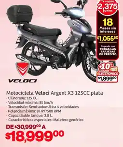 Soriana Mercado Veloci motocicleta veloci argent X3 125CC plata oferta