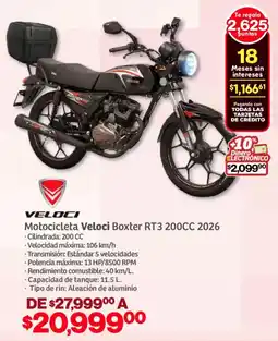 Soriana Mercado Veloci motocicleta Boxter RT3 200CC 2026 oferta