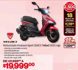 Soriana Mercado Veloci motocicleta hasback sport 200cc 2025 rojo oferta