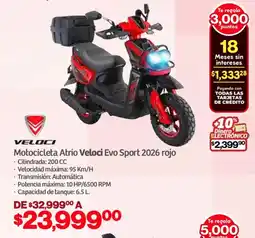 Soriana Mercado Veloci motocicleta atrio evo sport 2026 rojo oferta