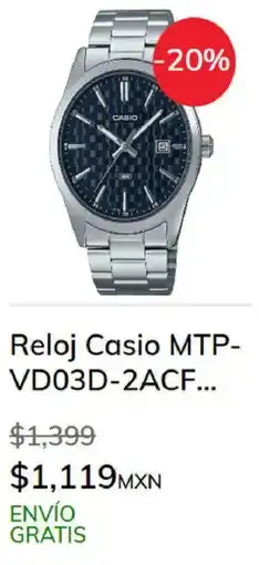 Sanborns Casio reloj MTP- VD03D-2ACF... oferta
