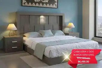 Muebles Troncoso Cabecera y dos burós kira gris oferta