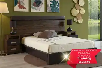 Muebles Troncoso Cabecera y dos burós tokio nogal chocolate oferta