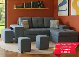 Muebles Troncoso Sala zaira gris con taburetes oferta
