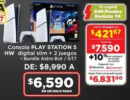 Soriana Mercado Play station 5 consola hw digital slim + 2 juegos oferta