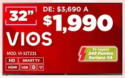 Soriana Mercado Vios smart tv 32" oferta