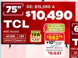Soriana Mercado TCL smart tv 75" oferta
