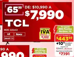 Soriana Mercado TCL smart tv 65" oferta