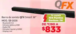 Soriana Mercado QFX barra de sonido smart 38" oferta