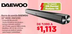 Soriana Mercado Daewoo barra de sonido 32" oferta