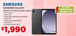 Soriana Mercado Samsung galaxy tablet A9 color plata o gris oferta