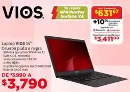 Soriana Mercado Vios laptop 14″ celeron plata o negra oferta
