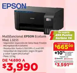 Soriana Mercado Epson multifuncional ecotank mod. L3251 oferta