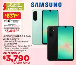Soriana Mercado Samsung galaxy A26 verde o negro oferta
