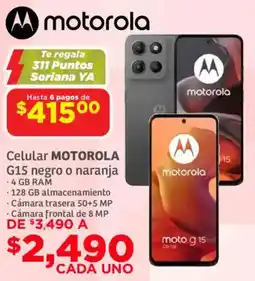 Soriana Mercado Motorola celular G15 negro o naranja oferta
