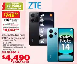 Soriana Mercado Redmi note 14 celular negro o azul oferta