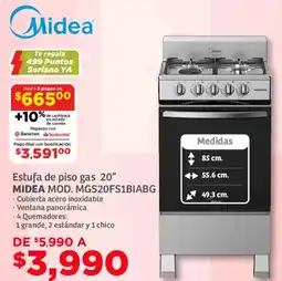 Soriana Mercado Midea estufa de piso gas 20" oferta