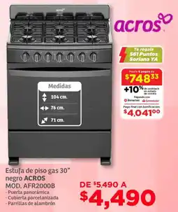 Soriana Mercado Acros estufa de piso gas 30" oferta