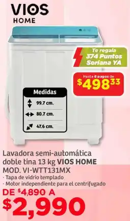 Soriana Mercado Vios home Lavadora semi-automática doble tina oferta