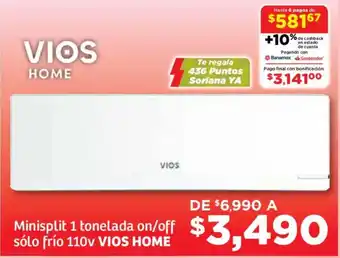 Soriana Mercado Vios home minisplit 1 tonelada on/off sólo frío oferta