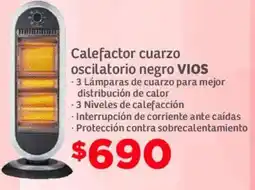 Soriana Mercado Vios calefactor cuarzo oscilatorio negro oferta