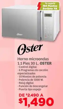 Soriana Mercado Oster horno microondas 1.1 pies 30 L oferta