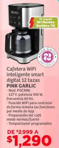 Soriana Mercado Pink Garlic cafetera wifi inteligente smart digital oferta