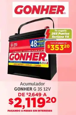 Soriana Mercado Gonher acumulador G 35 12V oferta