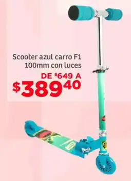 Soriana Mercado Scooter azul carro F1 100mm con luces oferta