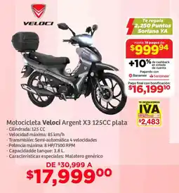 Soriana Mercado Veloci Argent X3 125CC plata oferta