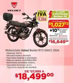 Soriana Mercado Veloci Boxter RT3 2026 200 CC oferta