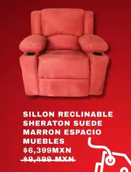 Sears Sillon reclinable sheraton suede marron espacio muebles oferta