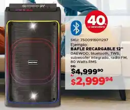 Woolworth Daewoo bafle recargable 12" oferta