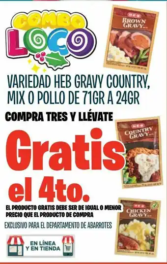 HEB Variedad heb gravy 71g a 24g oferta
