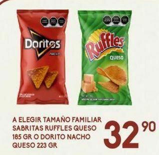 Alsuper Sabritas ruffles queso 185g o dorito nacho 223g oferta