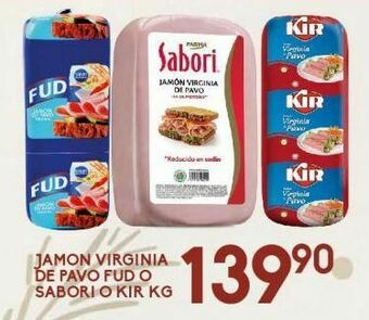 Alsuper Jamón virginia de pavo fud o kir kg oferta