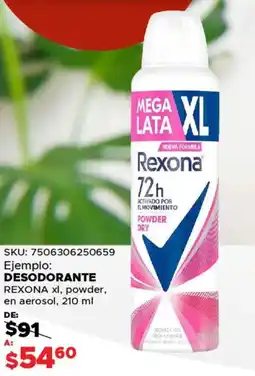 Woolworth Rexona desodorante xl, powder, en aerosol oferta