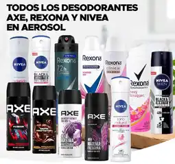 Woolworth Todos los desodorantes axe, rexona y nivea en aerosol oferta