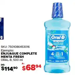 Woolworth Oral-B enjuague complete menta fresh oferta