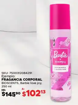 Woolworth Bioscents fragancia corporal barbie love joy oferta