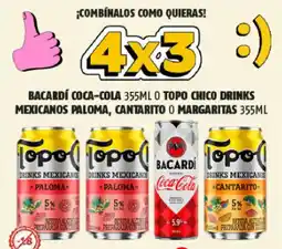 OXXO Bacardí Coca-cola o Topo choco drinks mexicanos paloma, cantarito o margaritas oferta