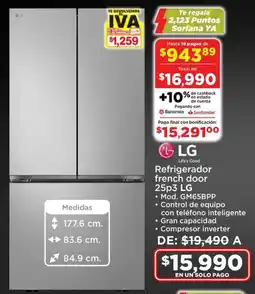 Soriana Híper LG refrigerador french door 25p3 oferta