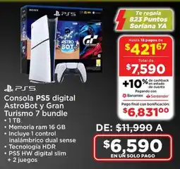 Soriana Híper Sony consola PS5 digital astrobot y gran turismo 7 bundle oferta
