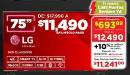 Soriana Híper LG smart tv 75" oferta