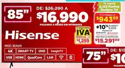 Soriana Híper Hisense smart tv 85" oferta
