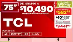 Soriana Híper TCL smart tv 75" oferta